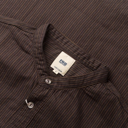 Image-Flâneurs_FOB FACTORY / F3511 Band Collar Shirt Black_detail