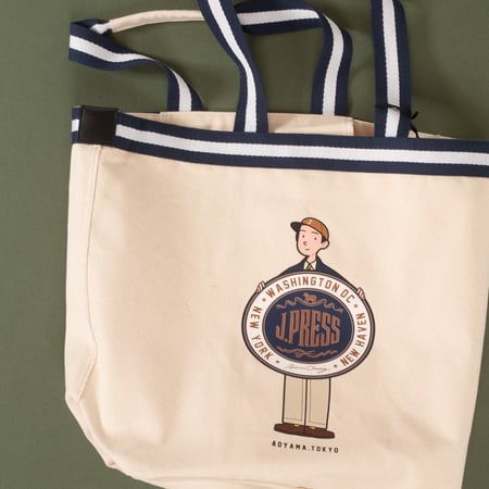 Image-Flâneurs_J. PRESS / Cotton Canvas Aaron Chang Tote White_Détail-1