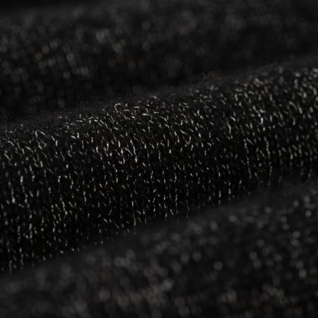 9G Wool Silk Shaggy Yarn Knit Polo Black