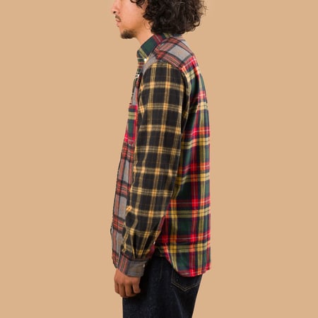 Image-Flâneurs_BEAMS PLUS /  BD Flannel Plaid Panel Yellow_de-profil