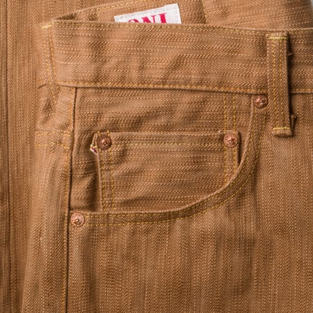 Image-Flâneurs_ONI DENIM / 275-KAKI Awa Kakishibu × Kinari 20oz Denim Regular Straight_detail-4