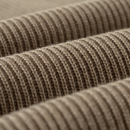 Solid Wool Rib Crew Neck Melange Brown