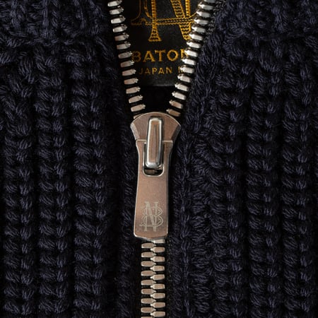 image flaneurs gilet épais Batoner signature drivers knit navy zipper