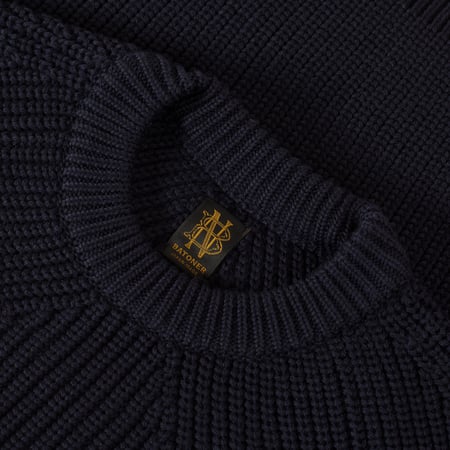image flaneurs pull épais Batoner signature crew neck navy