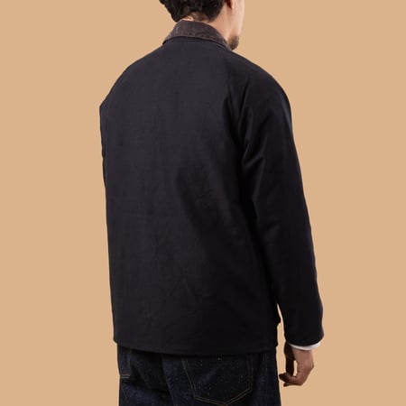 Image-Flâneurs_FOB FACTORY / F2361 Heavy Moleskin Riding Jacket Navy_de-dos