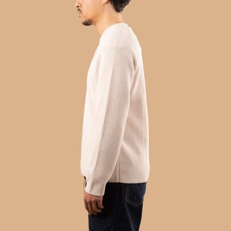 Solid Wool Rib Crew Neck Ivory