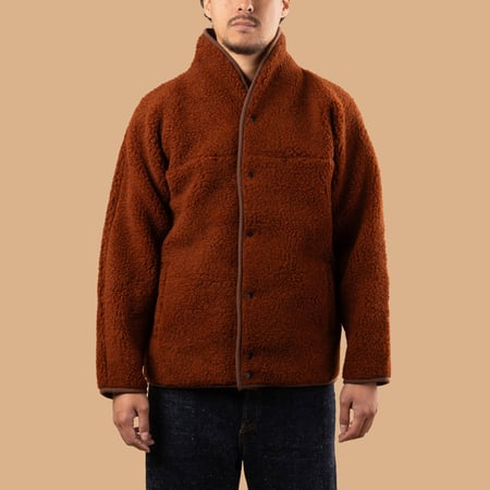 image-portée-de-face-Colbreaker-x-Flâneurs-cognac-fleece-wool-pile-1