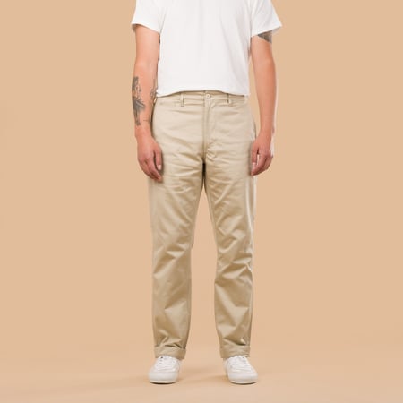 image flâneurs pantalon FOB FACTORY  F0514 Narrow U.S. Trousers beige de  face