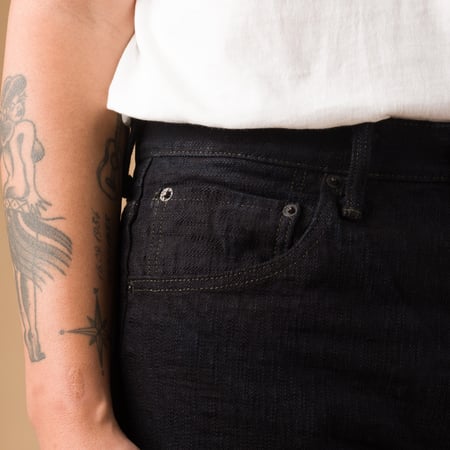 277 17oz Just Right Straight Bumpy Denim Kuro