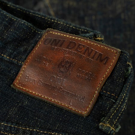 images flâneurs ONI DENIM  277 17oz Just Right Straight Bumpy Denim kusaki leather patch