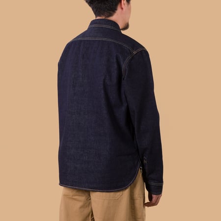 image flâneurs STUDIO D'ARTISAN  D5335 14oz Selvedge Denim Work Shirt de dos