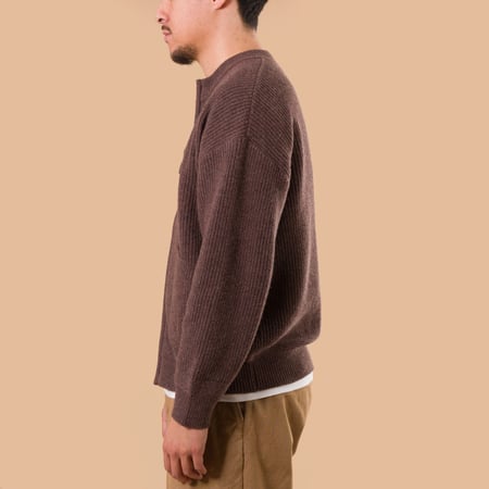 image flâneurs pull Frizmworks Wool Deck Zip Up Cardigan Choco Brown side