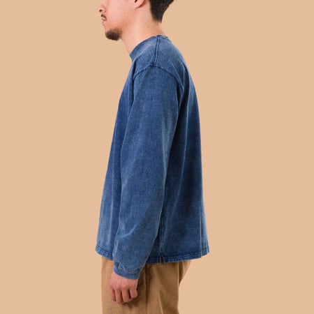 Long Sleeve Heavy Crew Tee Indigo Shave