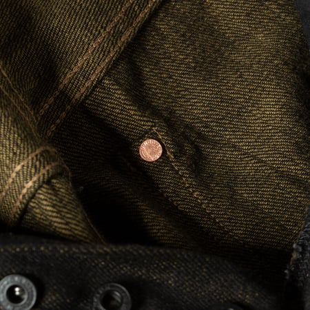 246-BKOL 12.5oz Black X Olive Selvedge Denim Neat Straight