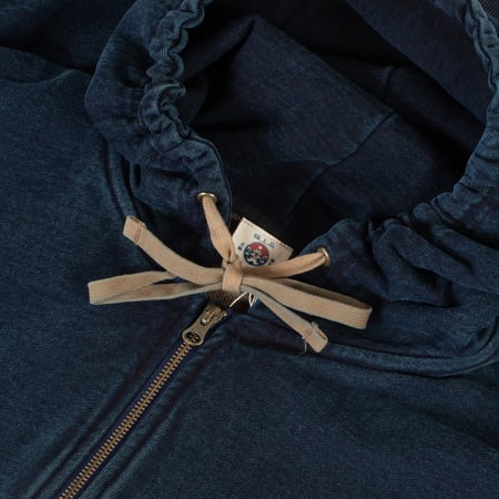 SAMURAI JEANS  sweat capuche zippé indigo col