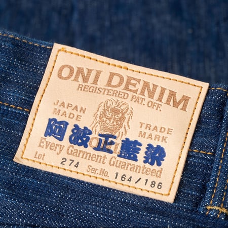 flâneurs ONI DENIM  274 Awa Shoai Natural Indigo Regular Straight Selvedge Denim leather patch