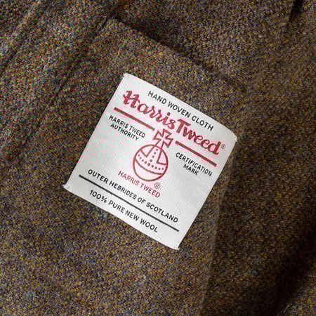 UNIVERSAL WORKS x FLÂNEURS Harris Tweed Plaid Cabin Jacket Gold tag