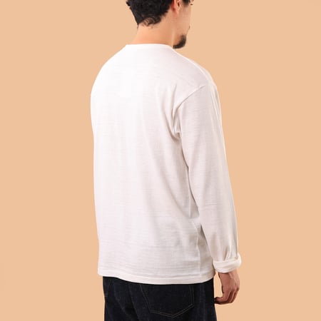 Lot 5907 Long Sleeve Henley Neck T-Shirt Off White
