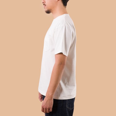Image-Flâneurs_Denime / Lot. 273 Crew Neck Pocket T-Shirt Off White_de-coté