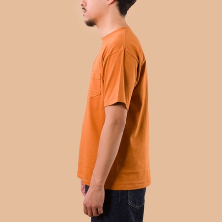 Image-Flâneurs_DENIME / Lot. 273 Crew Neck Pocket T-Shirt Brick_de-profil