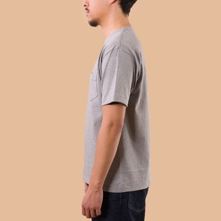 Image-Flâneurs_DENIME / Lot. 273 Crew Neck Pocket T-Shirt Heather Grey_de-coté