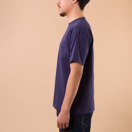 Image-Flâneurs_DENIME / Lot. 273 Crew Neck Pocket T-Shirt Navy_de-coté