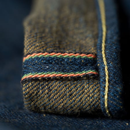 detail flâneurs ONI DENIM 20oz Secret Denim Olive selvedge ID