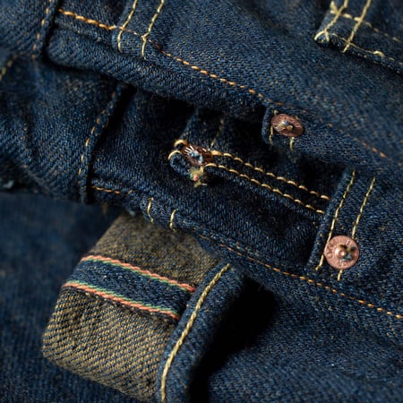 detail flâneurs ONI DENIM 20oz Secret Denim Olive Weft weft