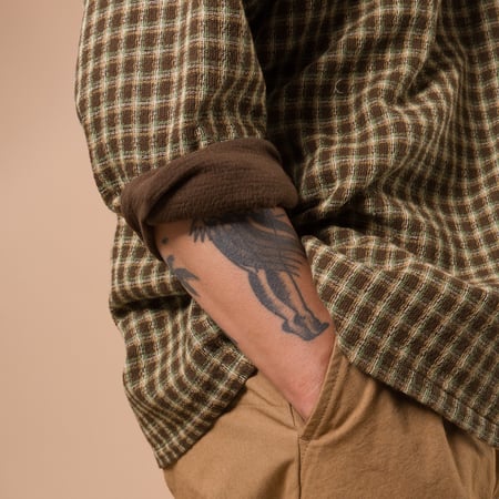 Image flâneurs BEAMS PLUS / Open B.D. Panama Plaid Double Face Brown détail