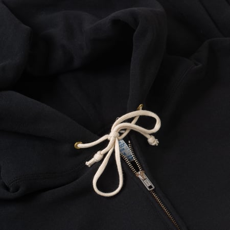 détail col flaneurs WAREHOUSE & COW Lot. 487 Zip Hooded Sweatshirt Black (2)