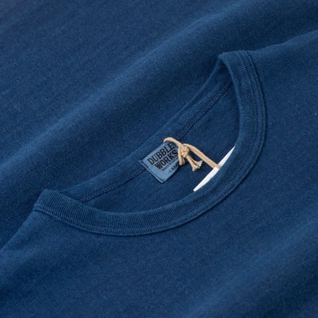 détail flaneurs DUBBLE WORKS Heavyweight Short Sleeve Tee Indigo (2)
