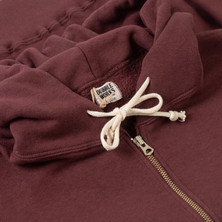 detail flaneurs DUBBLE WORKS  Loopwheel zip-up Sweat Hoodie Bordeaux (2)