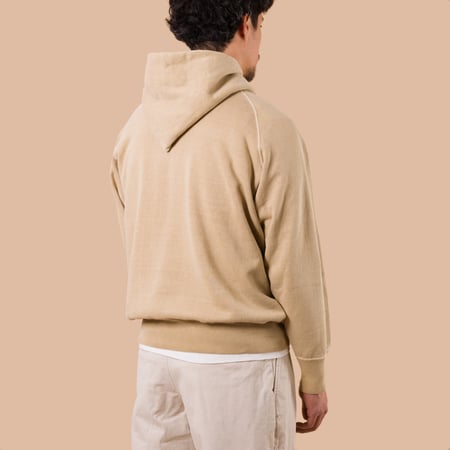 image de dos flaneurs DUBBLE WORKS  Loopwheel Sweat Hoodie pigment dye dark beige