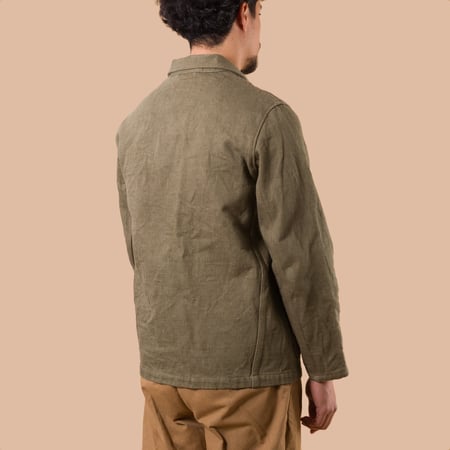 image porté de dos flaneurs ONI DENIM 03502-18oz Olive Drab Denim Coverall