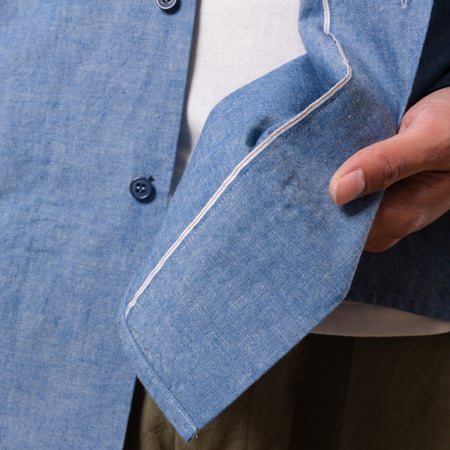 image porté flaneurs chemise chambray col cubin Beams Plus Japan