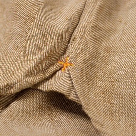 image detail hirondelle flaneurs chemise sans col herrigbone camel Beams Plus Japan (3)