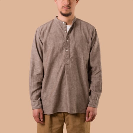 Band Collar Pullover Herringbone Natural