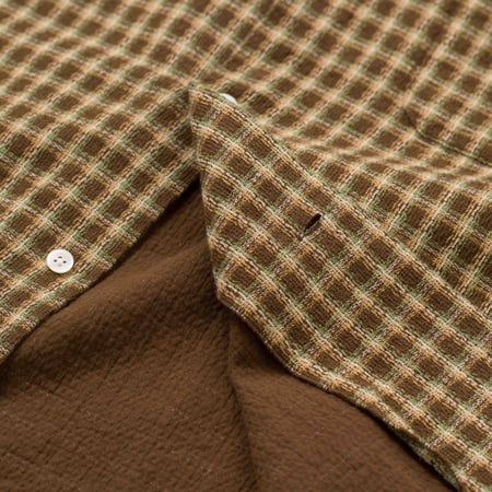 Image flâneurs BEAMS PLUS / Open B.D. Panama Plaid Double Face Brown détail intérieur