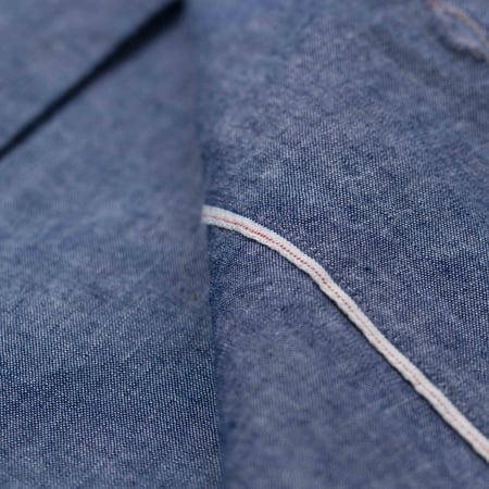 image détail intérieur flaneurs chemise chambray col cubain blue Beams Plus Japan