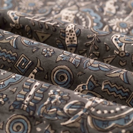 Image-Flâneurs_BEAMS PLUS / Open Collar Shirt Block Print Navy détail matière