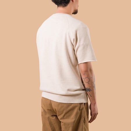 Image-Flâneurs_BEAMS PLUS / Sweat Short Sleeve Cut-Off Oatmeal de dos