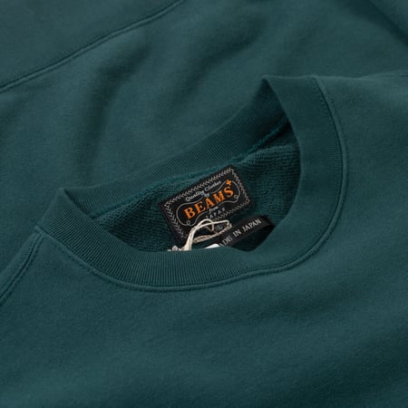 détail col flaneurs  BEAMS PLUS crewneck sweatshirt dark green (2)