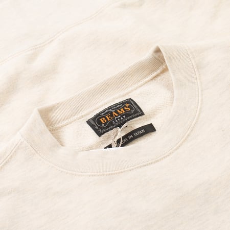 détail col flaneurs  BEAMS PLUS crewneck sweatshirt Oatmeal (2)