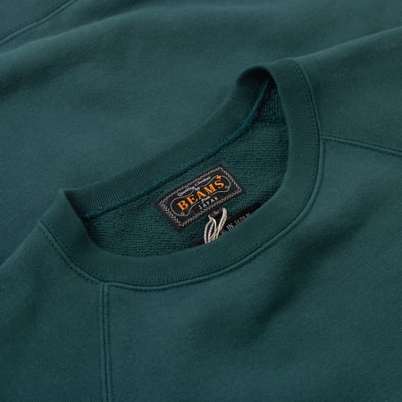 détail col flaneurs  BEAMS PLUS crewneck sweatshirt drk green (2)