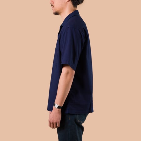 Image Flâneurs FOB FACTORY / F3500 Indigo Sashiko Holiday Shirt de profil