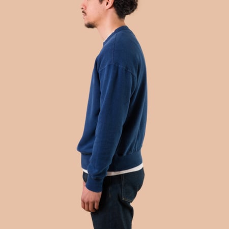 Image Flâneurs DUBBLE WORKS / Loopwheel Sweatshirt Indigo Dye de profil