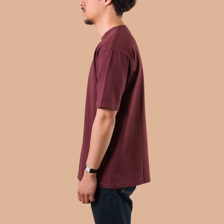 Image-Flâneurs_DUBBLE WORKS / Heavyweight Short Sleeve Tee Bordeaux_de-profil