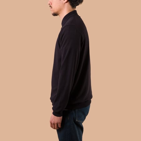 Image flâneurs pull MOONCASTLE Ice Cotton Long Poloneck Black de profil