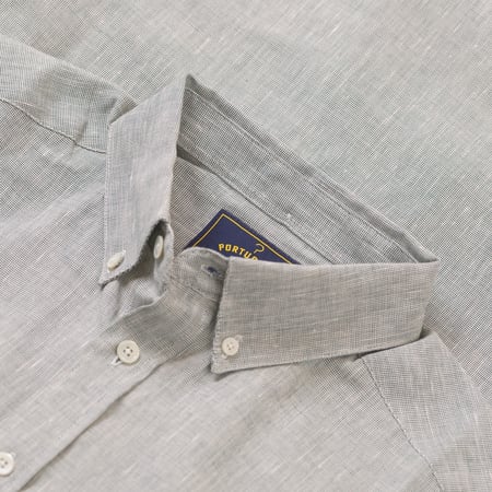 Image-Flâneurs PORTUGUESE FLANNEL / Granular Shirt Green détail col