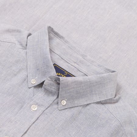 Image Flâneurs PORTUGUESE FLANNEL / Granular Shirt Blue détail col